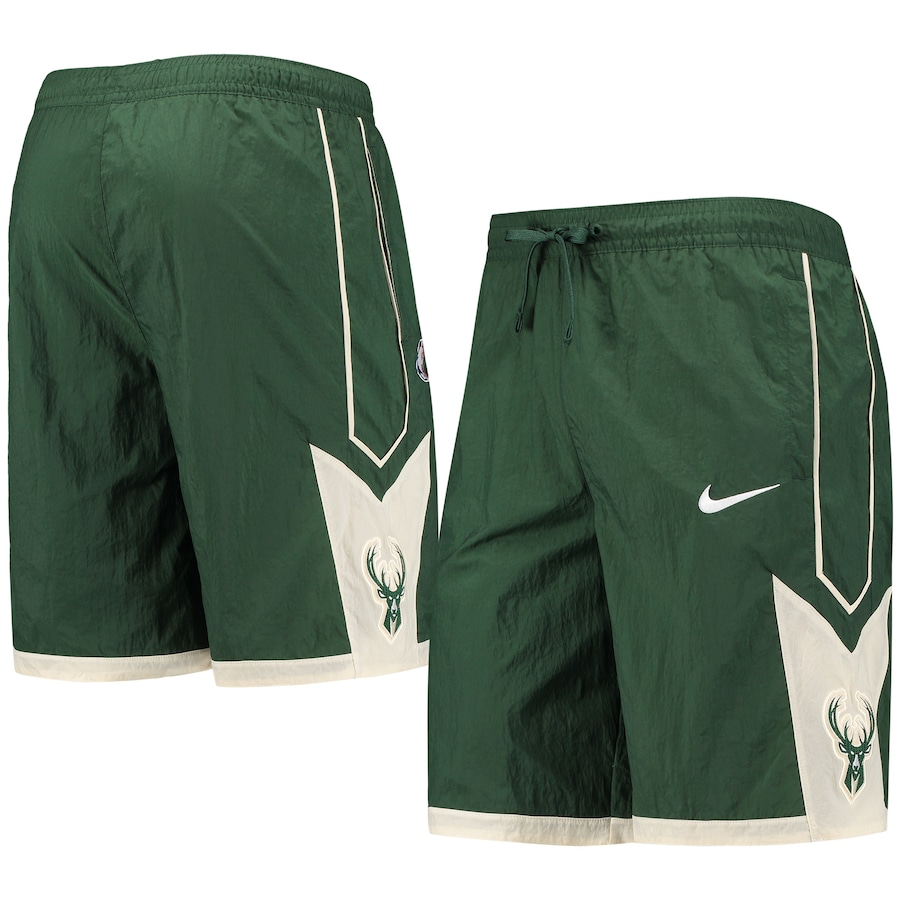 Men's Milwaukee Bucks NBA Hunter Green Courtside Heritage Shorts Men's Milwaukee Bucks NBA Hunter Green Courtside Heritage Shorts