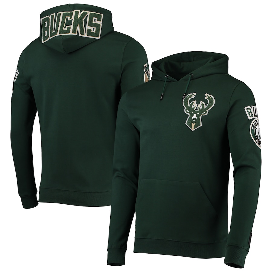 Men's Milwaukee Bucks Pro Standard Hunter Green Logo Pullover Hoodie Men's Milwaukee Bucks Pro Standard Hunter Green Logo Pullover Hoodie