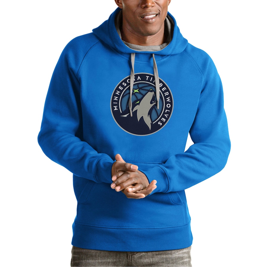 Men's Minnesota Timberwolves Antigua Blue Team Logo Victory Pullover Hoodie