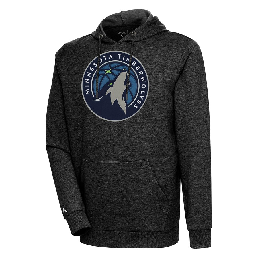 Men's Minnesota Timberwolves Antigua Heather Black Action Pullover Hoodie Men's Minnesota Timberwolves Antigua Heather Black Action Pullover Hoodie