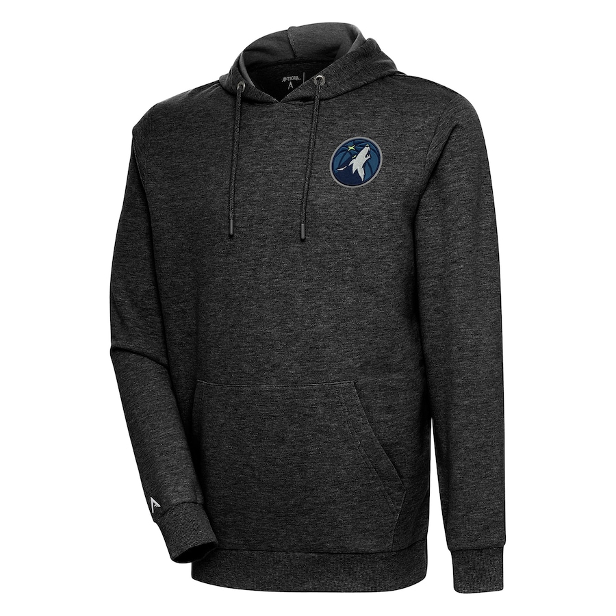 Men's Minnesota Timberwolves Antigua Heather Black Action Pullover Hoodie Men's Minnesota Timberwolves Antigua Heather Black Action Pullover Hoodie