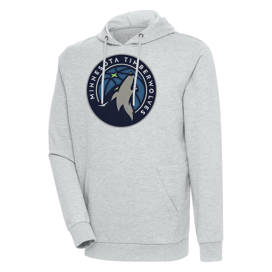 Men's Minnesota Timberwolves Antigua Heather Gray Action Pullover Hoodie Men's Minnesota Timberwolves Antigua Heather Gray Action Pullover Hoodie