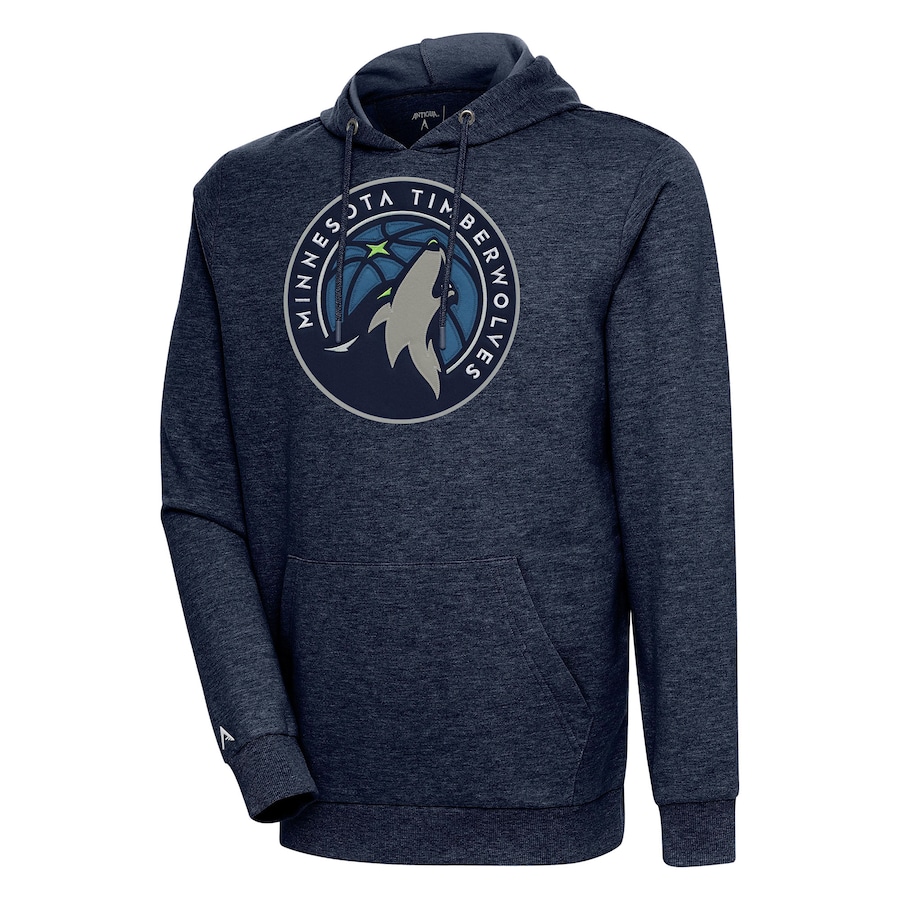 Men's Minnesota Timberwolves Antigua Heather Navy Action Pullover Hoodie