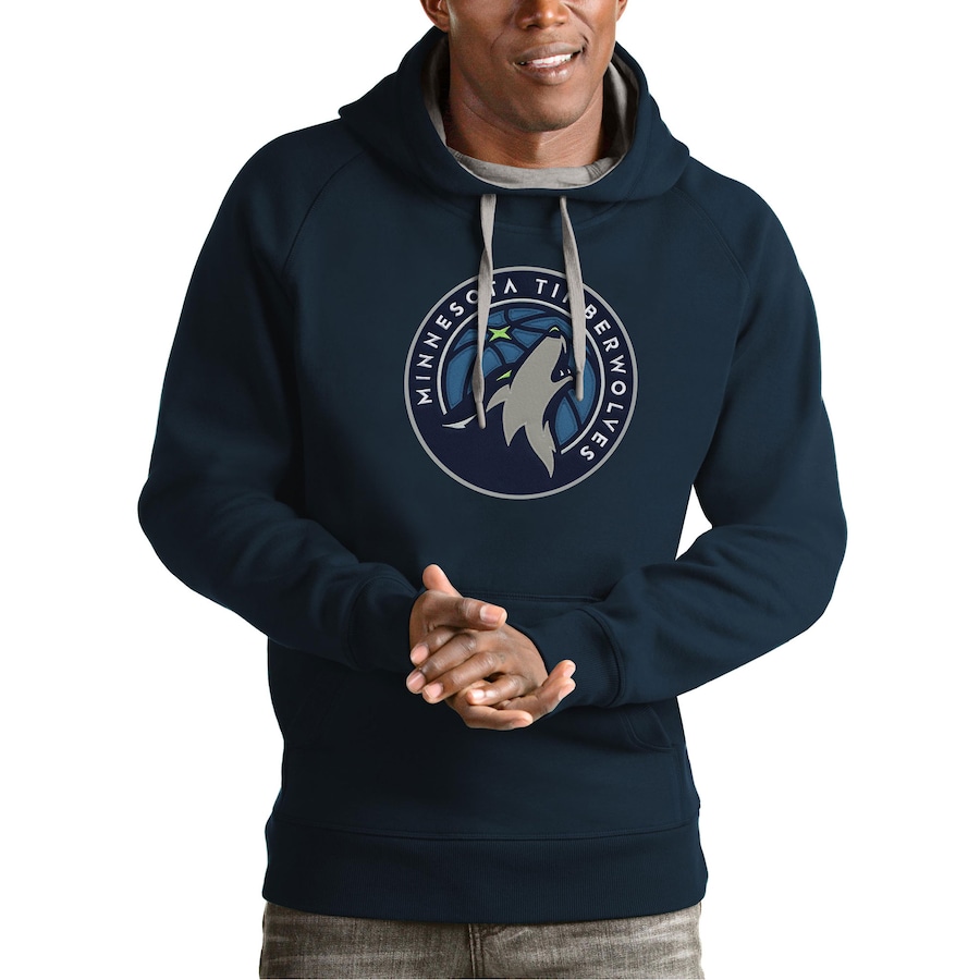 Men's Minnesota Timberwolves Antigua Navy Team Logo Victory Pullover Hoodie Men's Minnesota Timberwolves Antigua Navy Team Logo Victory Pullover Hoodie