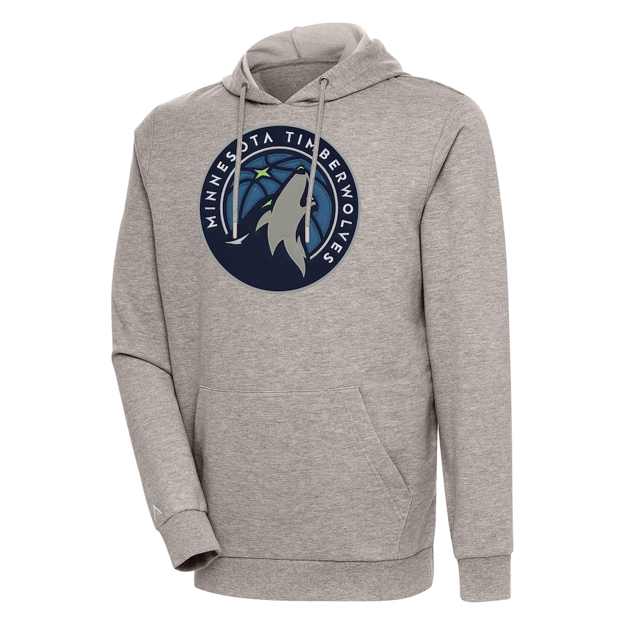 Men's Minnesota Timberwolves Antigua Oatmeal Action Pullover Hoodie Men's Minnesota Timberwolves Antigua Oatmeal Action Pullover Hoodie