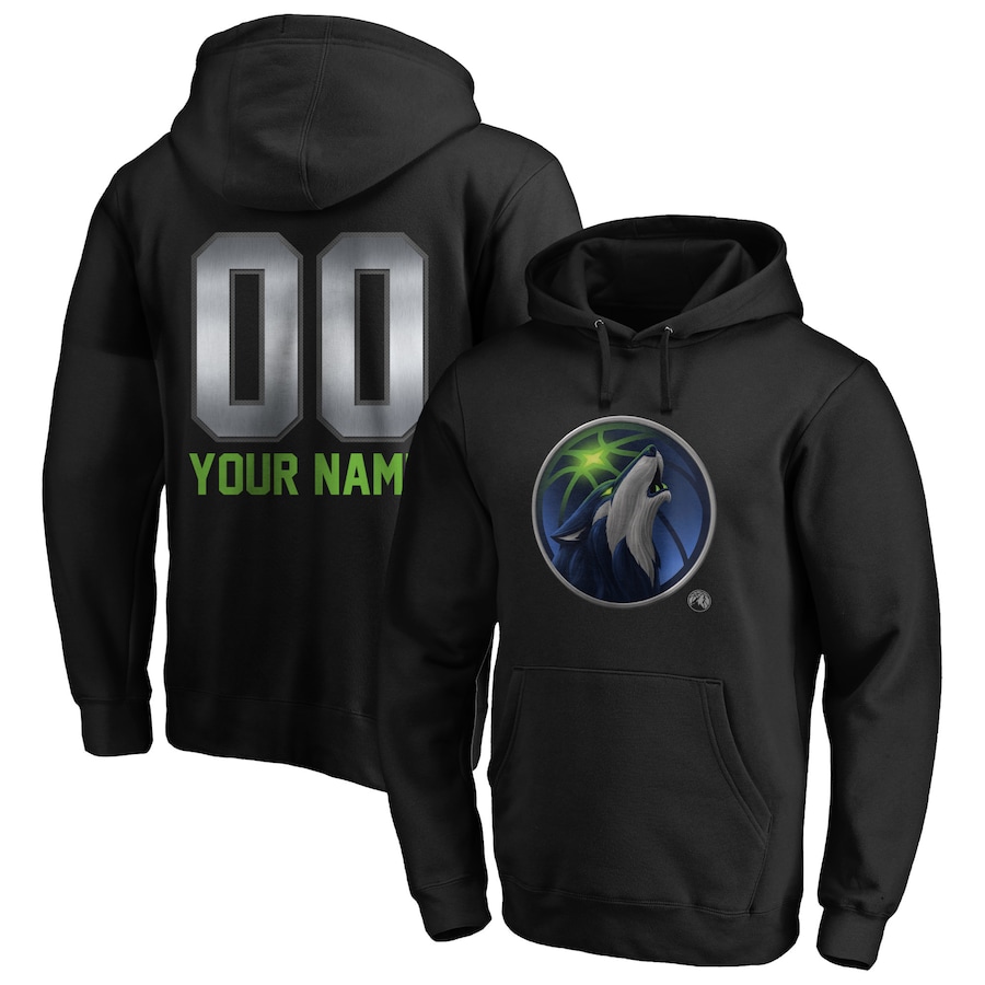Men's Customize Minnesota Timberwolves Black Midnight Mascot Personalized Name & Number Pullover Hoodie Men's Customize Minnesota Timberwolves Black Midnight Mascot Personalized Name & Number Pullover Hoodie