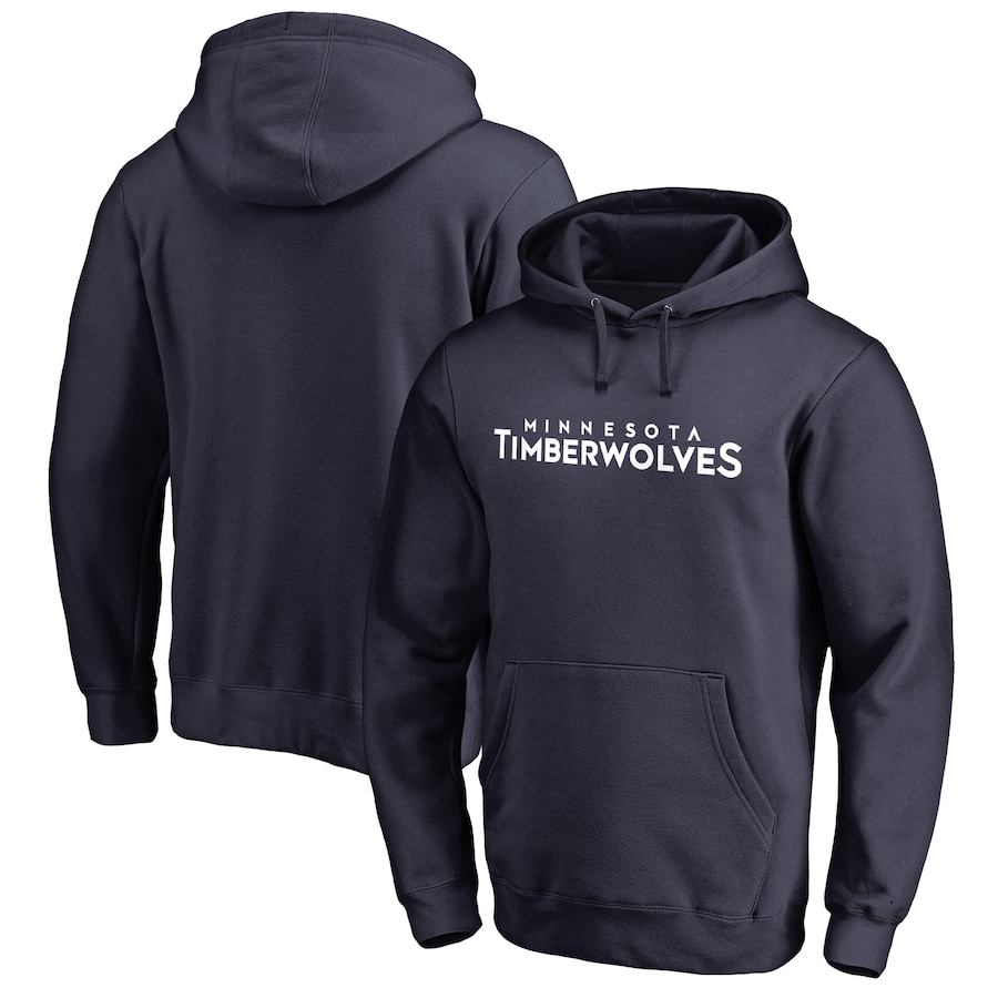 Men's Minnesota Timberwolves Navy Wordmark Pullover Hoodie