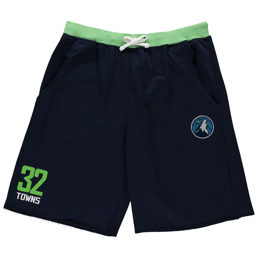 Men's Minnesota Timberwolves Karl-Anthony Towns Navy Big & Tall French Terry Name & Number Shorts