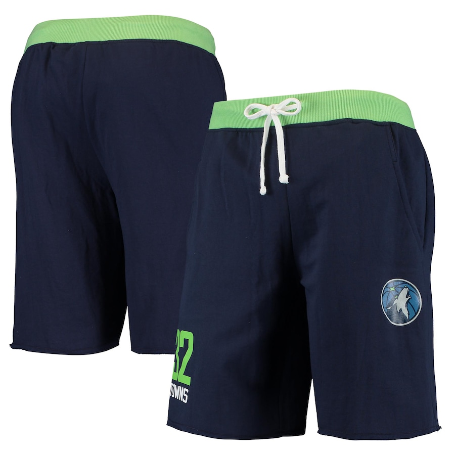 Men's Minnesota Timberwolves Karl-Anthony Towns Navy Name & Number French Terry Shorts