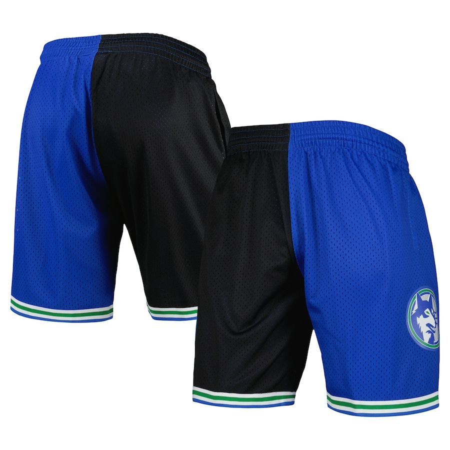 Men's Minnesota Timberwolves Mitchell & Ness Black/Blue Hardwood Classics 1993 Split Swingman Shorts Men's Minnesota Timberwolves Mitchell & Ness Black/Blue Hardwood Classics 1993 Split Swingman Shorts