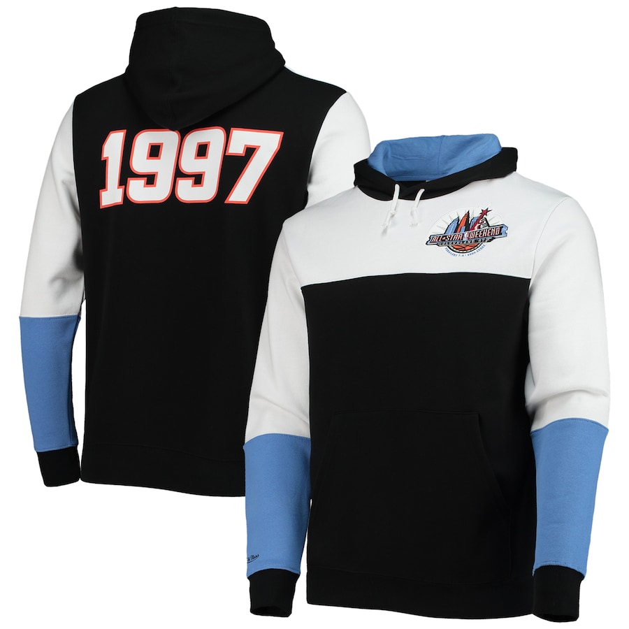 Men's NBA Mitchell & Ness Black Hardwood Classics 1997 All-Star Game Colorblock Fusion Pullover Hoodie