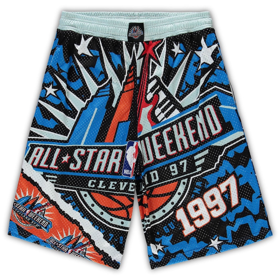 Men's NBA Mitchell & Ness Blue/Black 1997 All-Star Game Hardwood Classics Big & Tall Jumbotron 2.0 Shorts Men's NBA Mitchell & Ness Blue/Black 1997 All-Star Game Hardwood Classics Big & Tall Jumbotron 2.0 Shorts