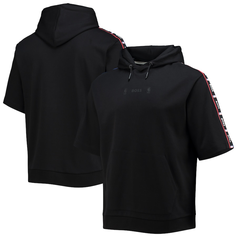 Men's NBA x Hugo Boss Black Short Sleeve Pullover Hoodie