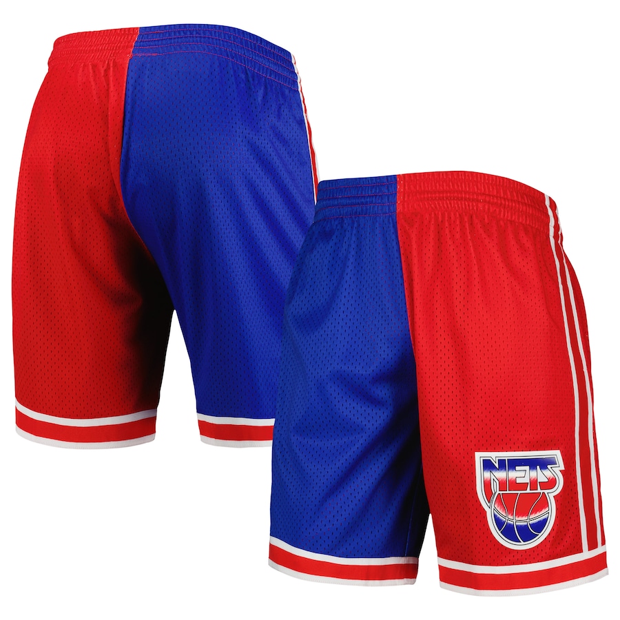 Men's New Jersey Nets Mitchell & Ness Blue/Red Hardwood Classics 1993 Split Swingman Shorts Men's New Jersey Nets Mitchell & Ness Blue/Red Hardwood Classics 1993 Split Swingman Shorts