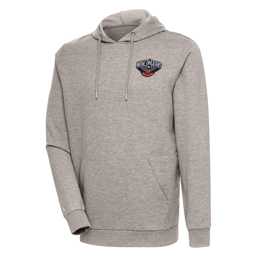 Men's New Orleans Pelicans Antigua Oatmeal Action Pullover Hoodie