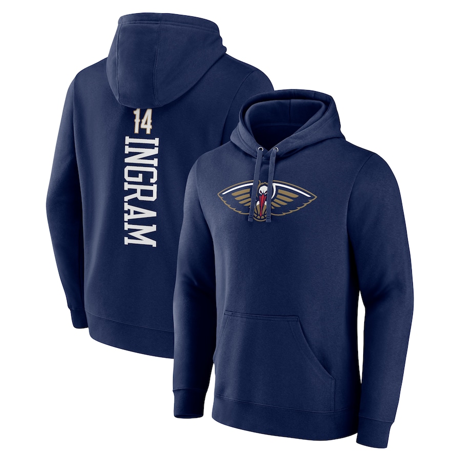 Men's New Orleans Pelicans Brandon Ingram Navy Playmaker Name & Number Pullover Hoodie Men's New Orleans Pelicans Brandon Ingram Navy Playmaker Name & Number Pullover Hoodie