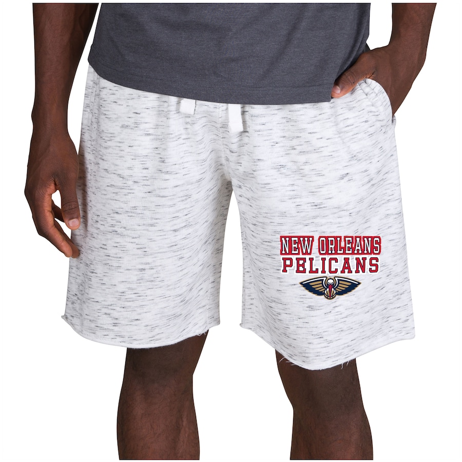 Men's New Orleans Pelicans Concepts Sport White/Charcoal Alley Fleece Shorts Men's New Orleans Pelicans Concepts Sport White/Charcoal Alley Fleece Shorts