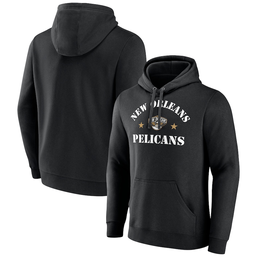 Men's New Orleans Pelicans Black 2022 Hoops For Troops Training Pullover Hoodie Men's New Orleans Pelicans Black 2022 Hoops For Troops Training Pullover Hoodie