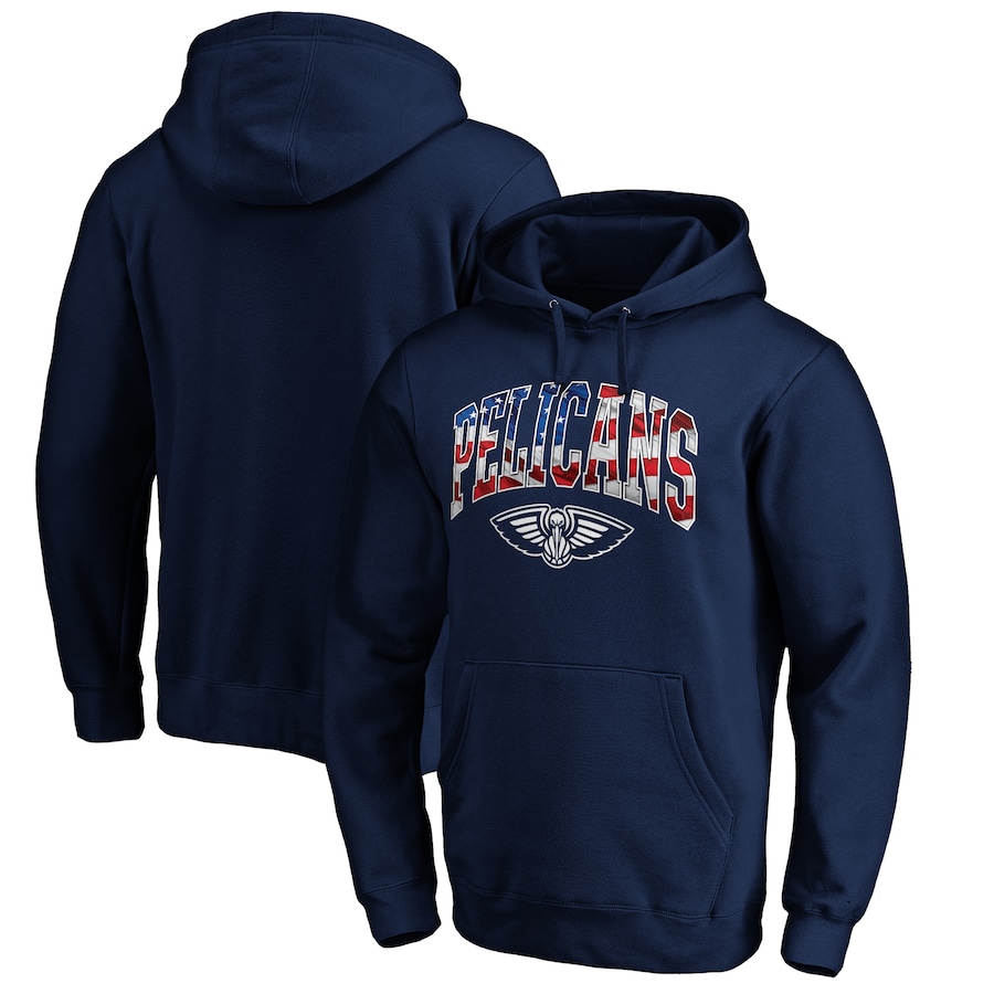Men's New Orleans Pelicans Navy Banner Wave Pullover Hoodie