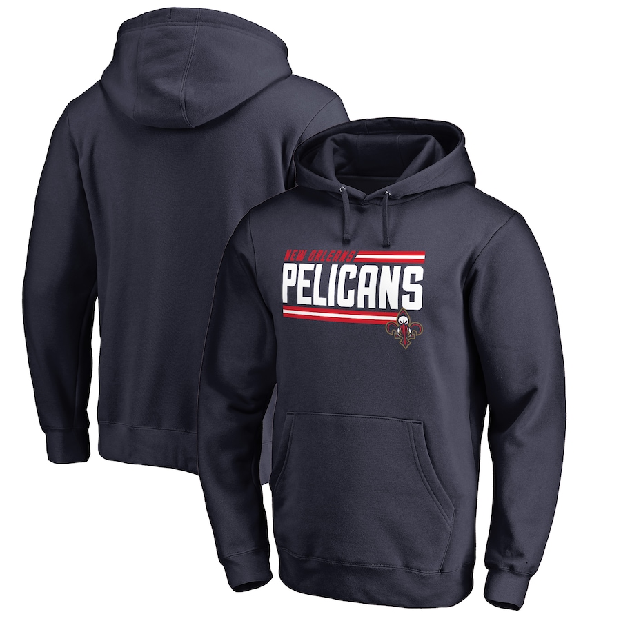 Men's New Orleans Pelicans Navy Onside Stripe Pullover Hoodie