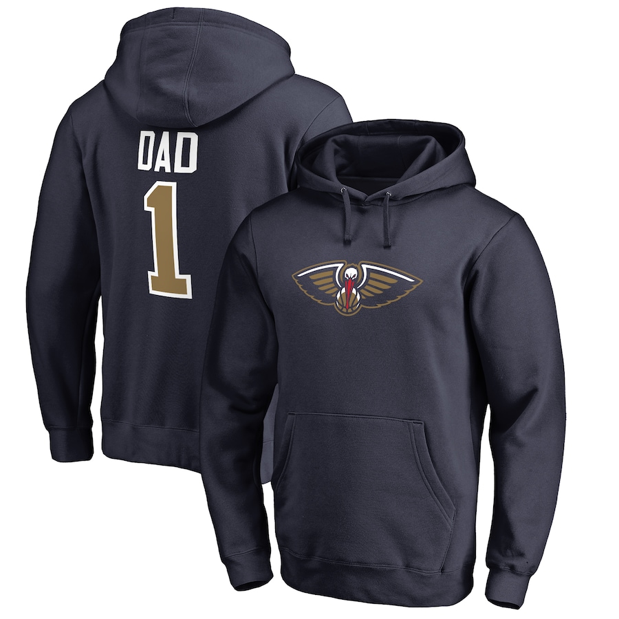 Men's New Orleans Pelicans Navy #1 Dad Pullover Hoodie Men's New Orleans Pelicans Navy #1 Dad Pullover Hoodie