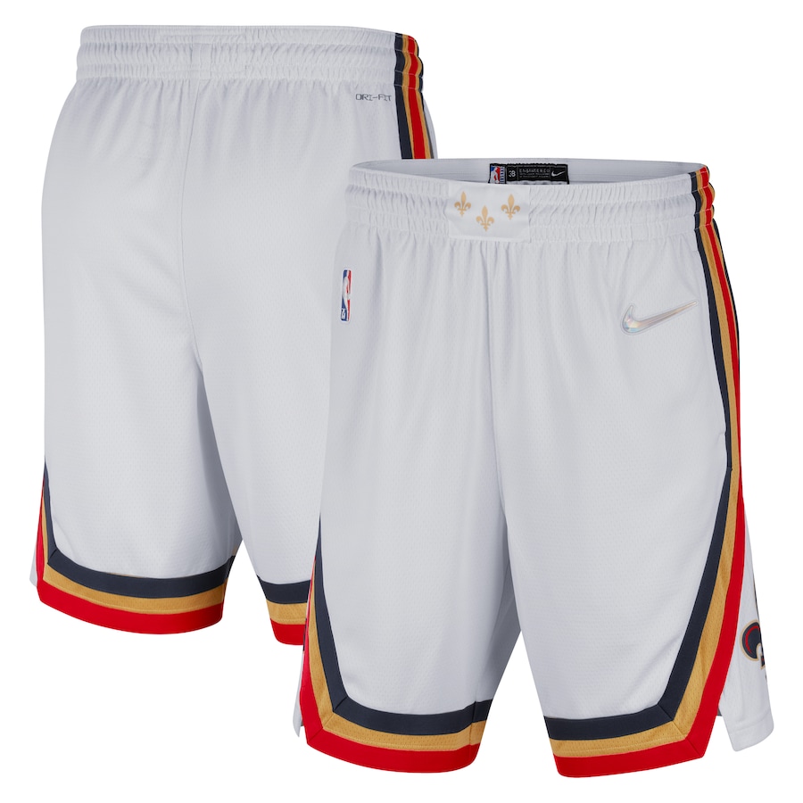 Men's New Orleans Pelicans NBA White/Gold 2021/22 City Edition Swingman Shorts Men's New Orleans Pelicans NBA White/Gold 2021/22 City Edition Swingman Shorts
