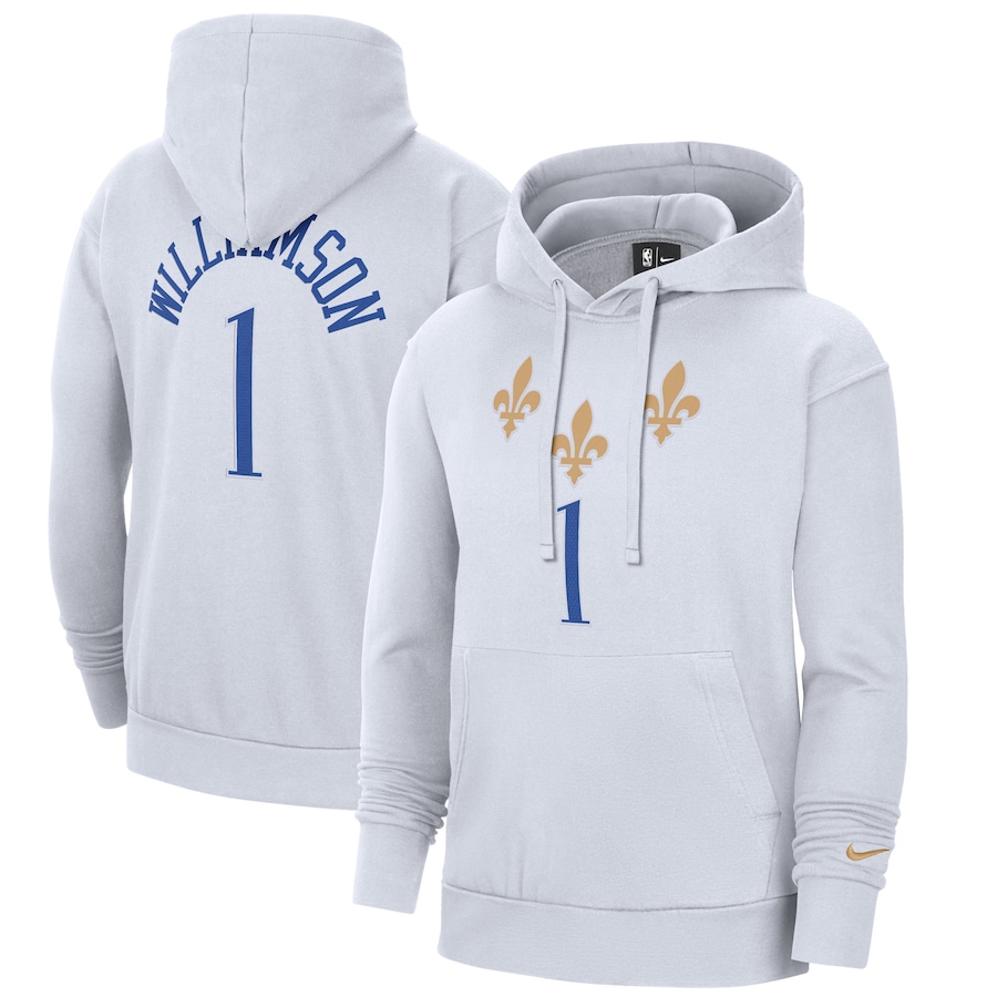 Men's New Orleans Pelicans Zion Williamson NBA White 2020/21 City Edition Name & Number Pullover Hoodie