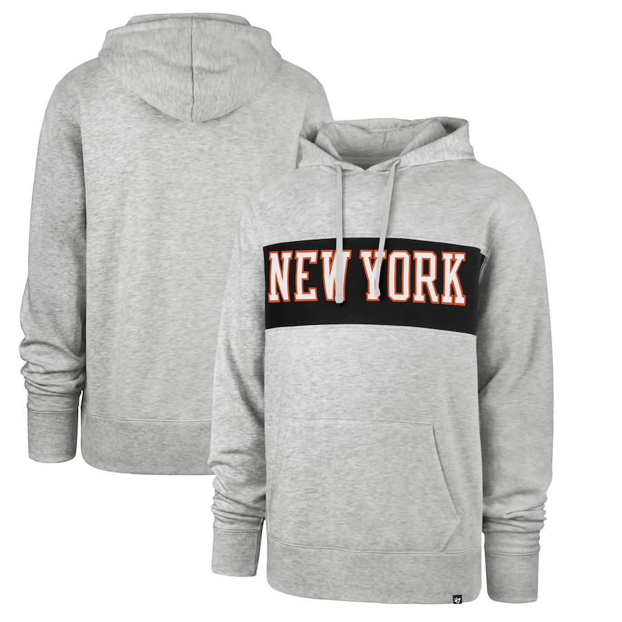 Men's New York Knicks 47 Gray 2021/22 City Edition Wordmark Chest Pass Pullover Hoodie