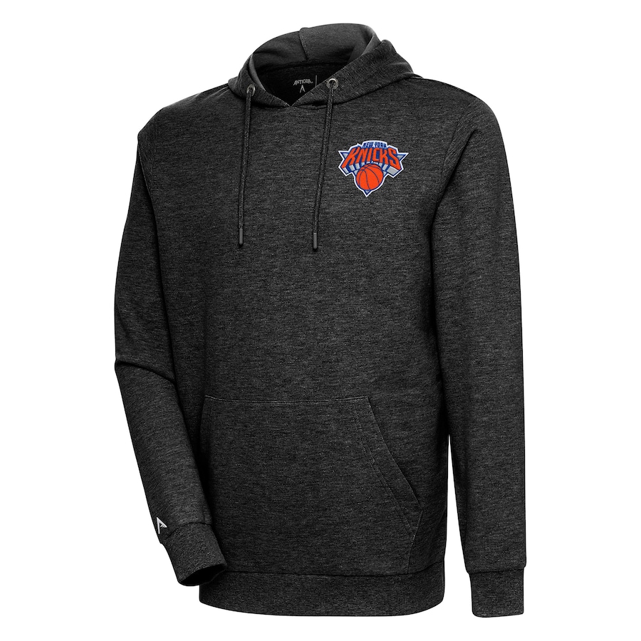 Men's New York Knicks Antigua Heather Black Action Pullover Hoodie Men's New York Knicks Antigua Heather Black Action Pullover Hoodie