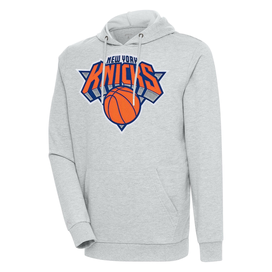 Men's New York Knicks Antigua Heather Gray Action Pullover Hoodie
