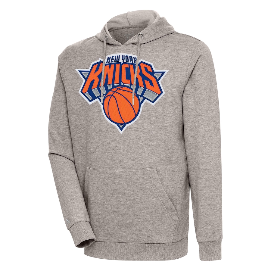 Men's New York Knicks Antigua Oatmeal Action Pullover Hoodie Men's New York Knicks Antigua Oatmeal Action Pullover Hoodie