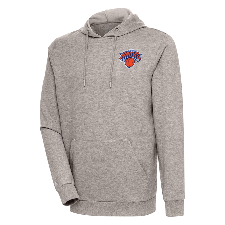 Men's New York Knicks Antigua Oatmeal Action Pullover Hoodie