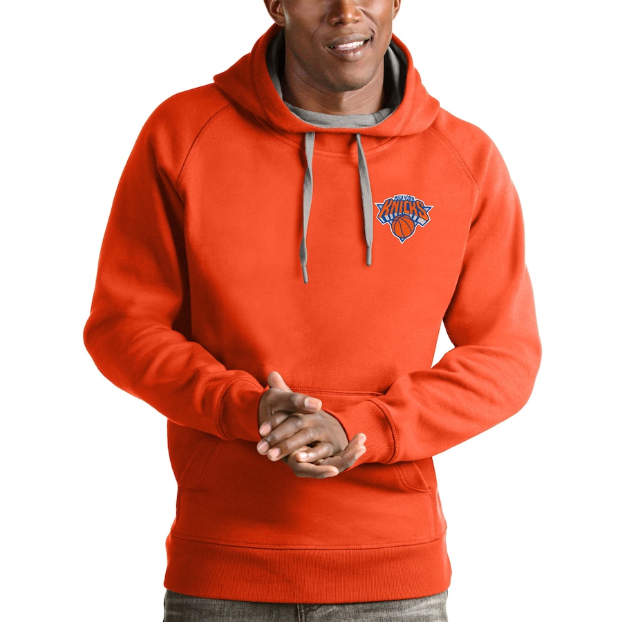 Men's New York Knicks Antigua Orange Victory Pullover Hoodie