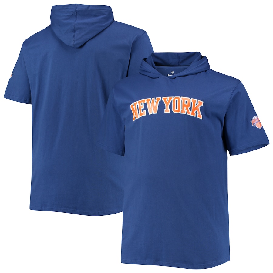 Men's New York Knicks Blue Big & Tall 2-Hit Short Sleeve Pullover Hoodie Men's New York Knicks Blue Big & Tall 2-Hit Short Sleeve Pullover Hoodie