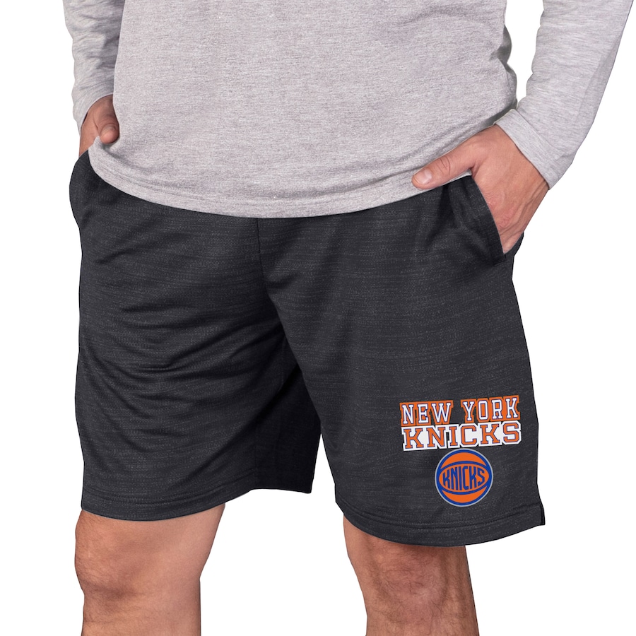 Men's New York Knicks Concepts Sport Charcoal Bullseye Knit Jam Shorts Men's New York Knicks Concepts Sport Charcoal Bullseye Knit Jam Shorts
