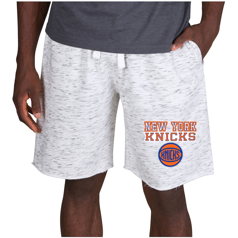 Men's New York Knicks Concepts Sport White/Charcoal Alley Fleece Shorts Men's New York Knicks Concepts Sport White/Charcoal Alley Fleece Shorts