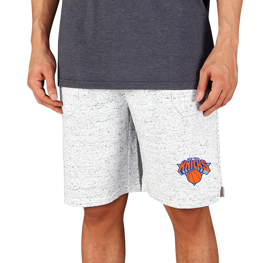 Men's New York Knicks Concepts Sport White/Charcoal Throttle Knit Jam Shorts
