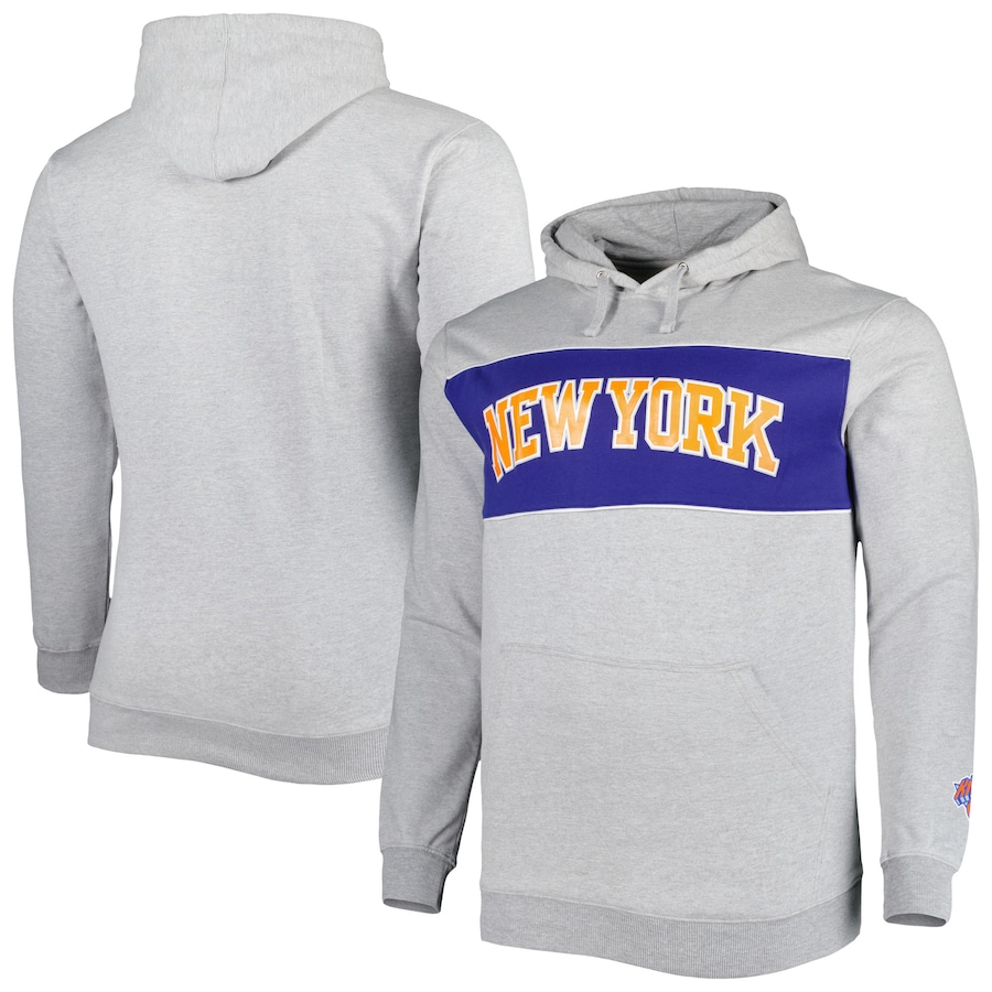 Men's New York Knicks Heather Gray Big & Tall Wordmark Pullover Hoodie Men's New York Knicks Heather Gray Big & Tall Wordmark Pullover Hoodie