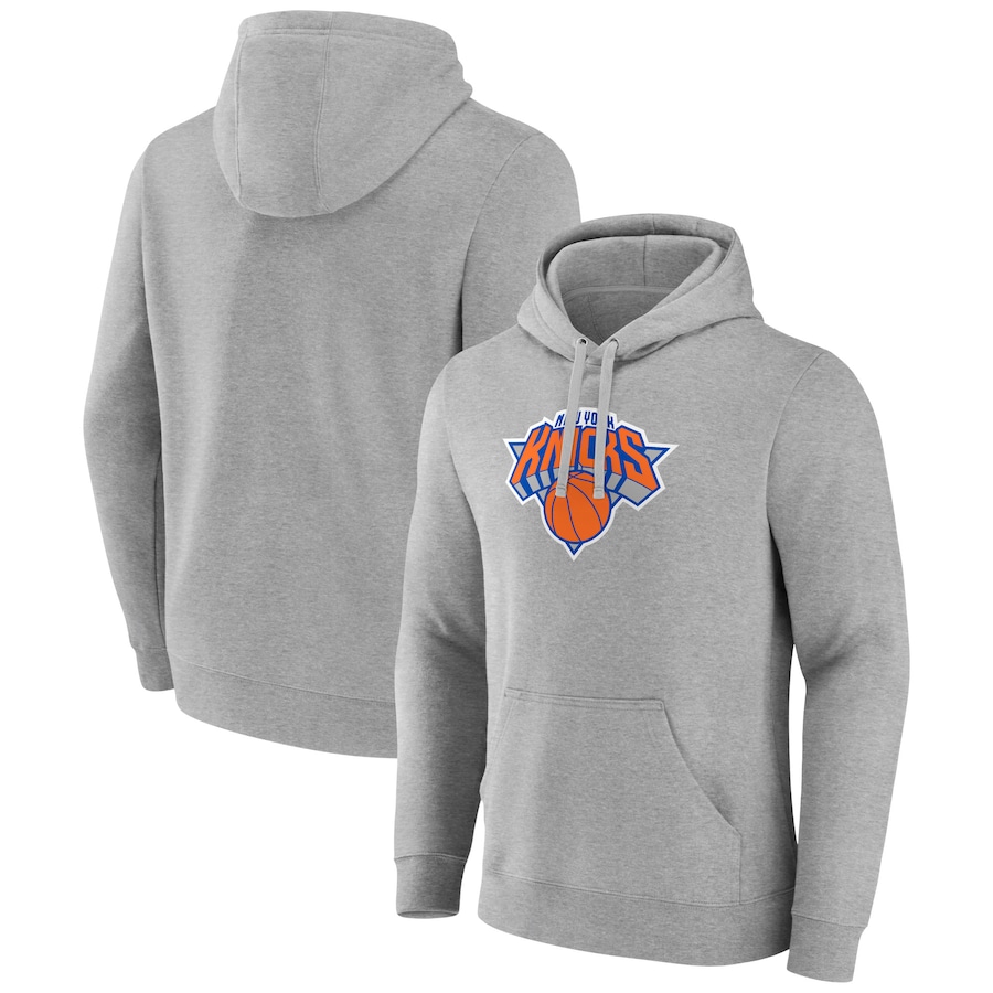 Men's New York Knicks Heather Gray Logo Pullover Hoodie Men's New York Knicks Heather Gray Logo Pullover Hoodie
