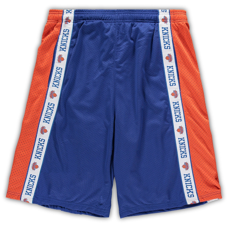 Men's New York Knicks Royal/Orange Big & Tall Tape Mesh Shorts Men's New York Knicks Royal/Orange Big & Tall Tape Mesh Shorts