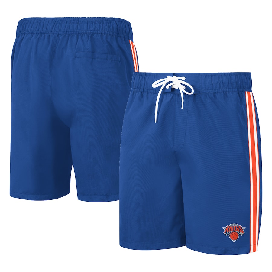 Men's New York Knicks G-III Sports by Carl Banks Blue/Orange Sand Beach Volley Swim Shorts Men's New York Knicks G-III Sports by Carl Banks Blue/Orange Sand Beach Volley Swim Shorts
