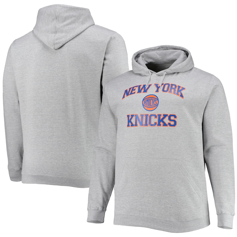 Men's New York Knicks Heathered Gray Big & Tall Heart & Soul Pullover Hoodie Men's New York Knicks Heathered Gray Big & Tall Heart & Soul Pullover Hoodie