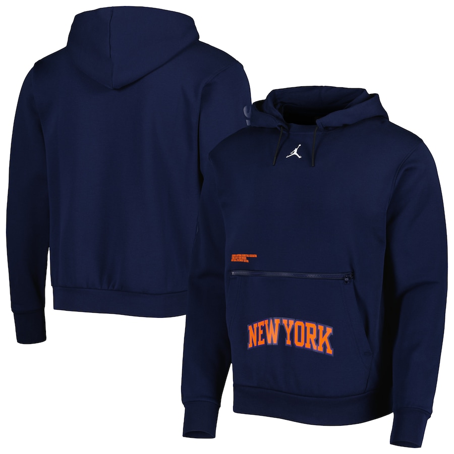 Men's New York Knicks Jordan Brand Navy Courtside Statement Edition Pullover Hoodie