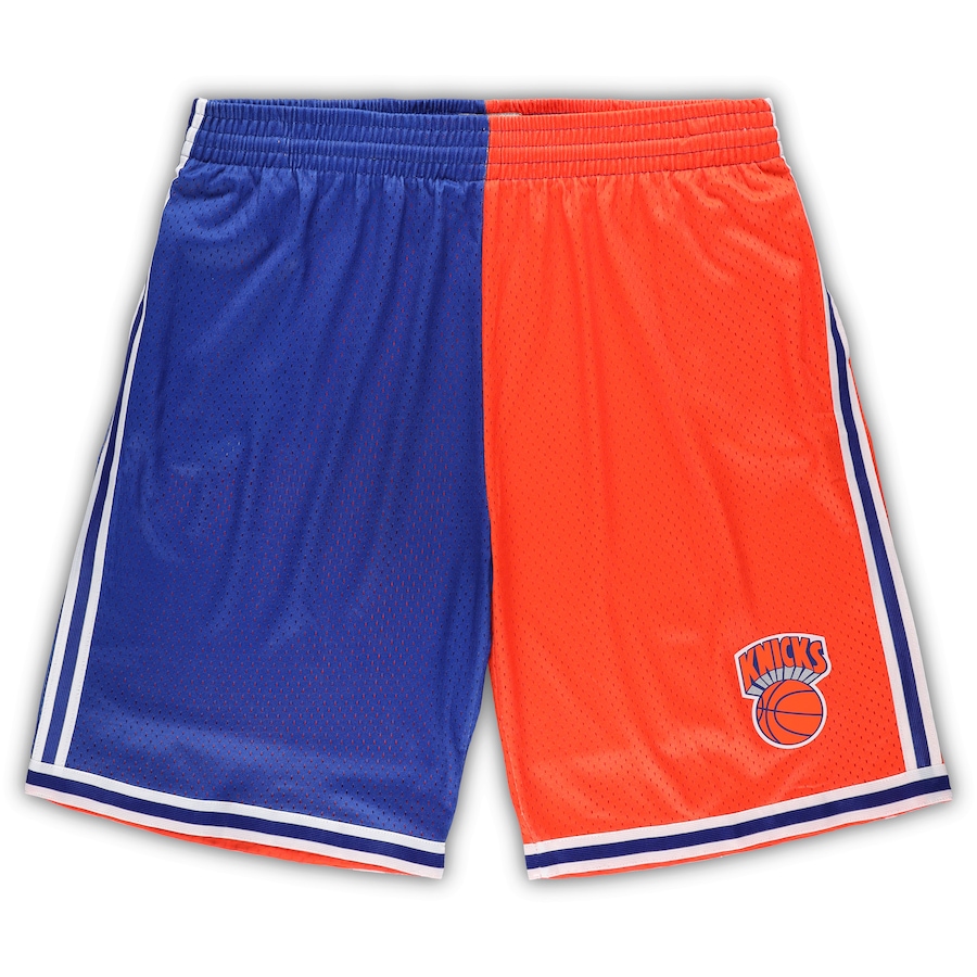 Men's New York Knicks Mitchell & Ness Blue/Orange Big & Tall Hardwood Classics Split Swingman Shorts Men's New York Knicks Mitchell & Ness Blue/Orange Big & Tall Hardwood Classics Split Swingman Shorts
