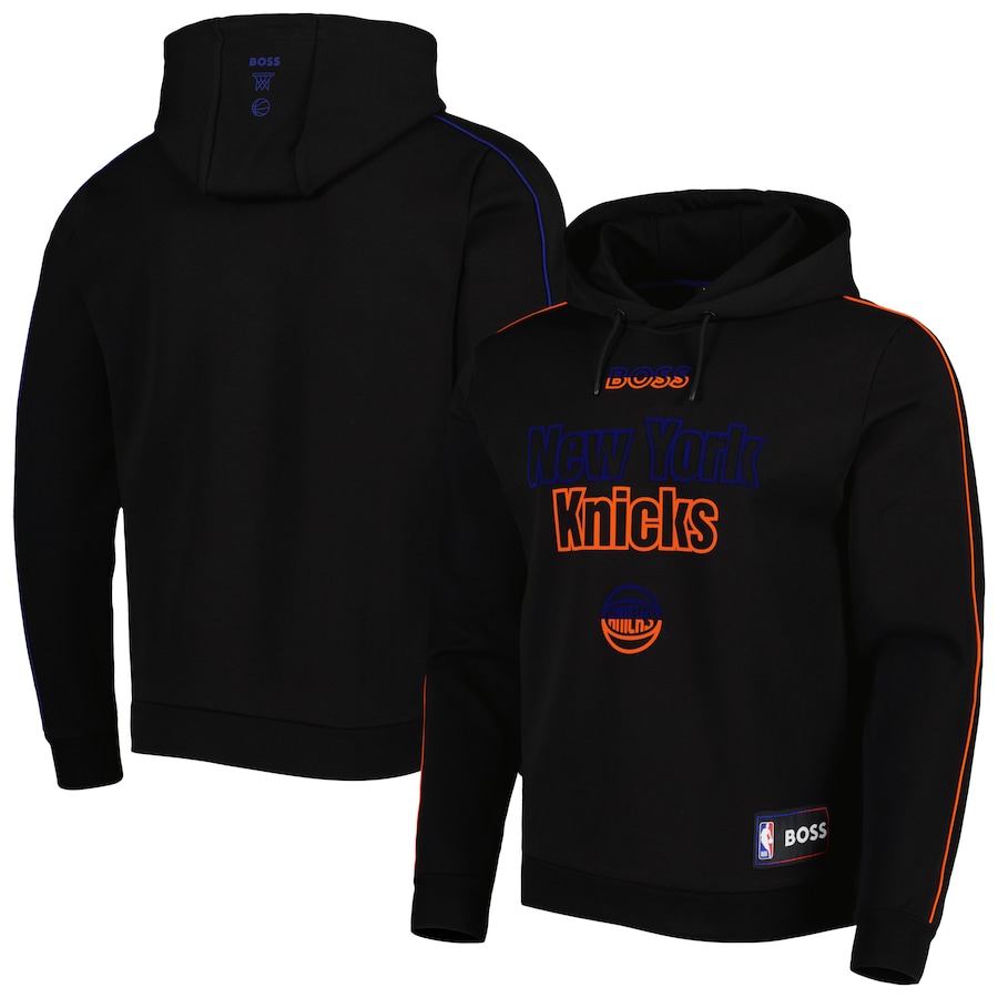 Men's New York Knicks NBA x Hugo Boss Black Team Bounce Tri-Blend Pullover Hoodie