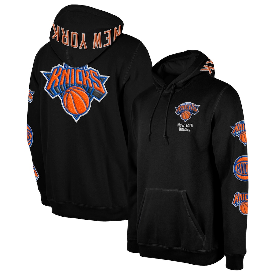 Men's New York Knicks New Era Black 2022/23 City Edition Elite Pack Pullover Hoodie