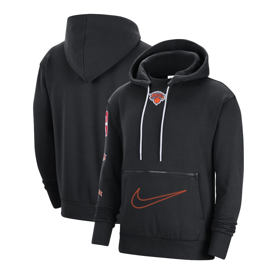 Men's New York Knicks NBA Black 2022/23 City Edition Courtside Heavyweight Fleece Pullover Hoodie