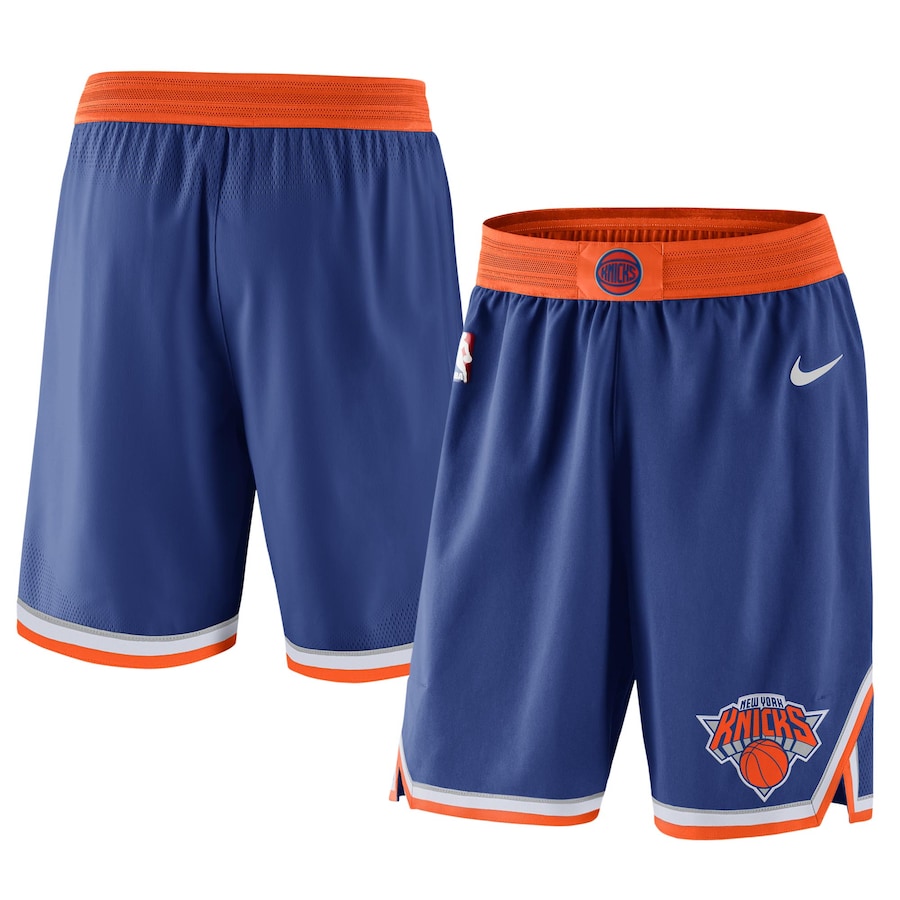 Men's New York Knicks NBA Blue Authentic Swingman Performance Shorts Men's New York Knicks NBA Blue Authentic Swingman Performance Shorts