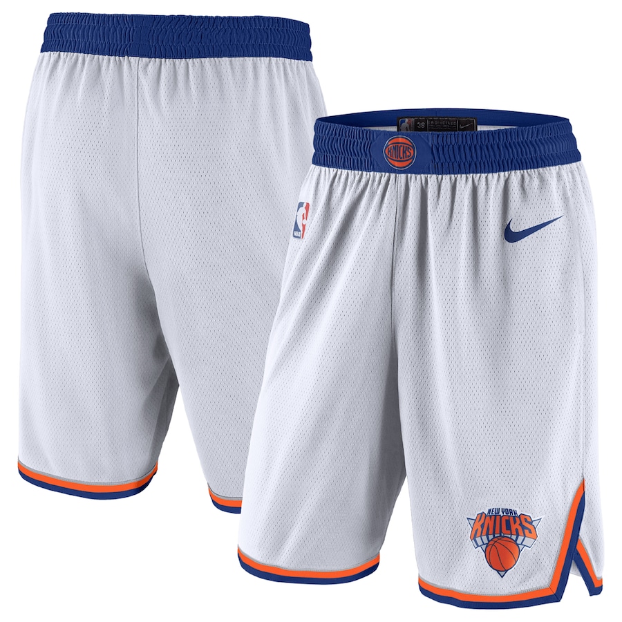 Men's New York Knicks NBA White/Blue 2020/21 Association Edition Performance Swingman Shorts Men's New York Knicks NBA White/Blue 2020/21 Association Edition Performance Swingman Shorts