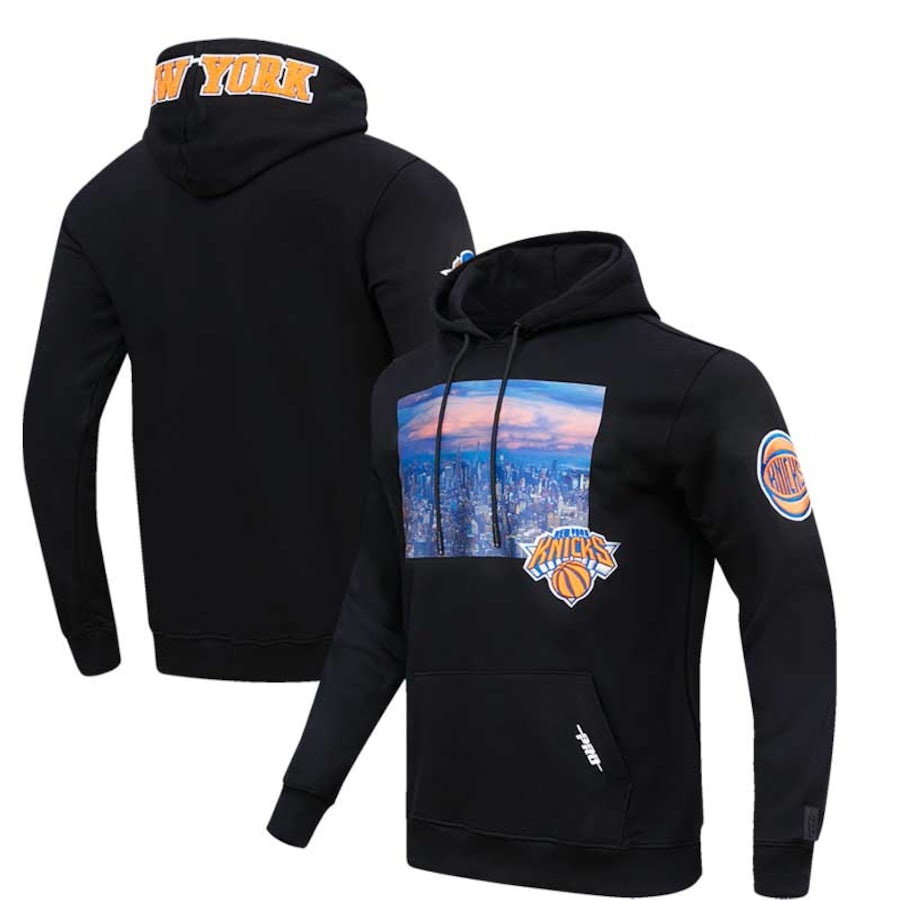 Men's New York Knicks Pro Standard Black City Scape Pullover Hoodie Men's New York Knicks Pro Standard Black City Scape Pullover Hoodie